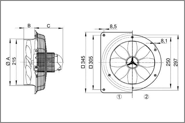 Actual product image Maico Fan DN 200 wall mounting (EZQ 20/4 E)
