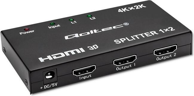 Qoltec 51796 Aktiver HDMI-Splitter 2 x HDMI 4K x 2K | 3 4 Gbit/s