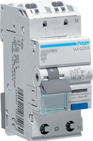 Image du produit Hager Interrupteur FI/LS 1P+N 6kA B-25A 30mA ADS925D