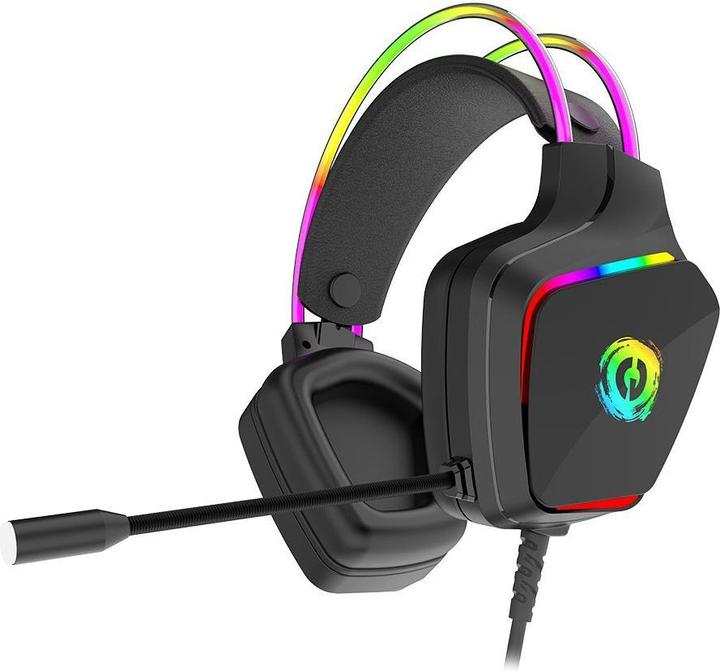 Produktbild Canyon GH-9A, Darkless gaming headset, USB / 2x 3.5mm jack, 2m cable, multicolor RGB backlight, black (Kabelgebunden)