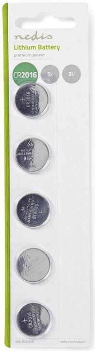 Nedis Lithium button cell CR2016 | 3 V DC | 5 blister | silver (5 pcs., CR2016)