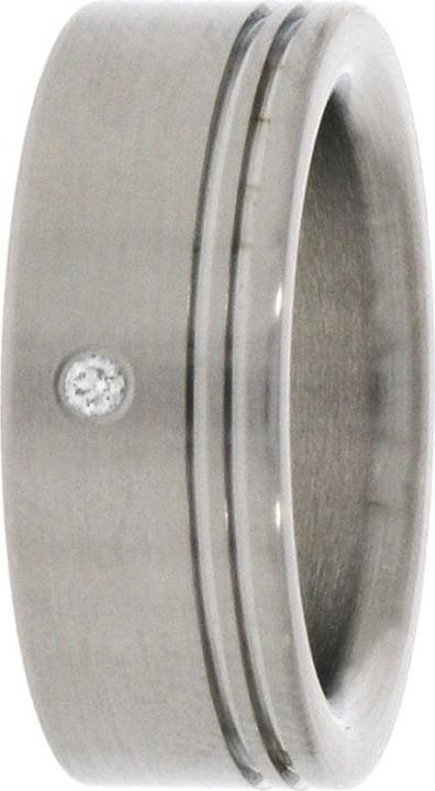 Produktbild Xen Bandring mit Brillant 0,02 ct. - Rillen mattiert 7 mm (49)