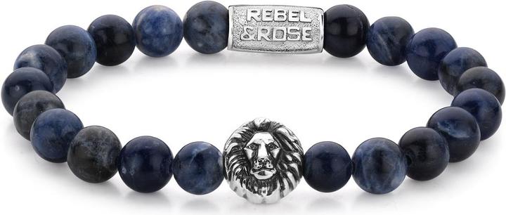 Produktbild Rebel & Rose Lion Head Midnight Blue Silver 8mm Bracelet (19 cm, Edelstahl)