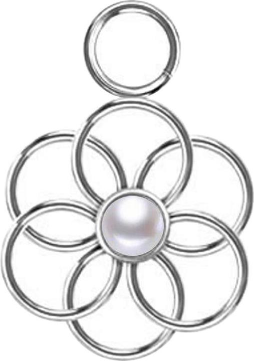 Image du produit Star Piercing Anhänger silber Perle weiss Blume des Lebens (sans laiton, Acier chirurgical 316L)