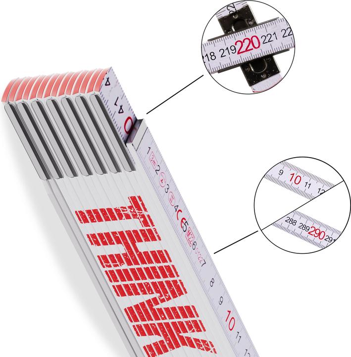 Actual product image Tox Folding ruler 3m "Think Big" - Glass birchwood, white, metal fittings (M)