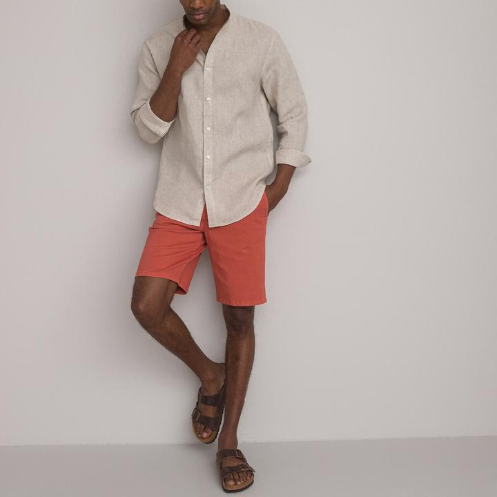 Actual product image La Redoute Collections Signature straight linen shirt with stand-up collar (3XL)