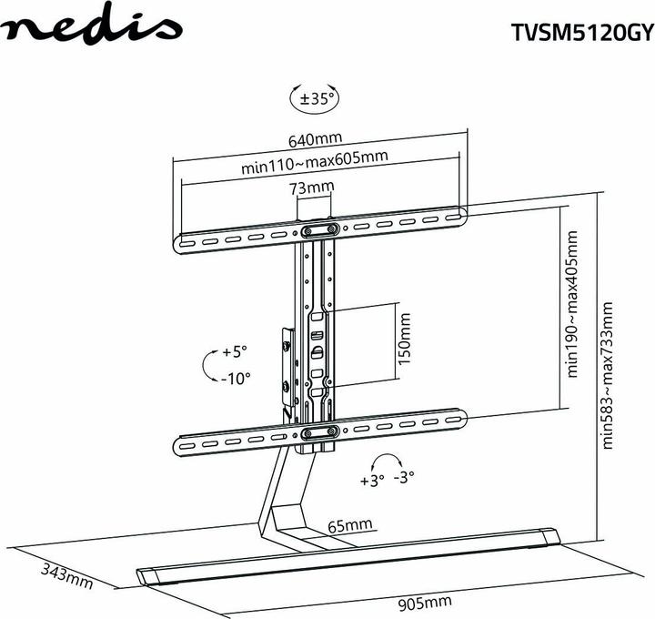 Produktbild Nedis Vollbeweglicher TV-Ständer (Universal, 75", 40 kg)