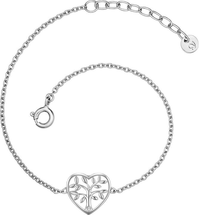 Actual product image Glanzstücke München Ladies Tree of Life Sterling Silver Lab Grown Diamond Silver 17.0 cm Basic Length + 3.0 cm (17 cm, Sterling Silver)