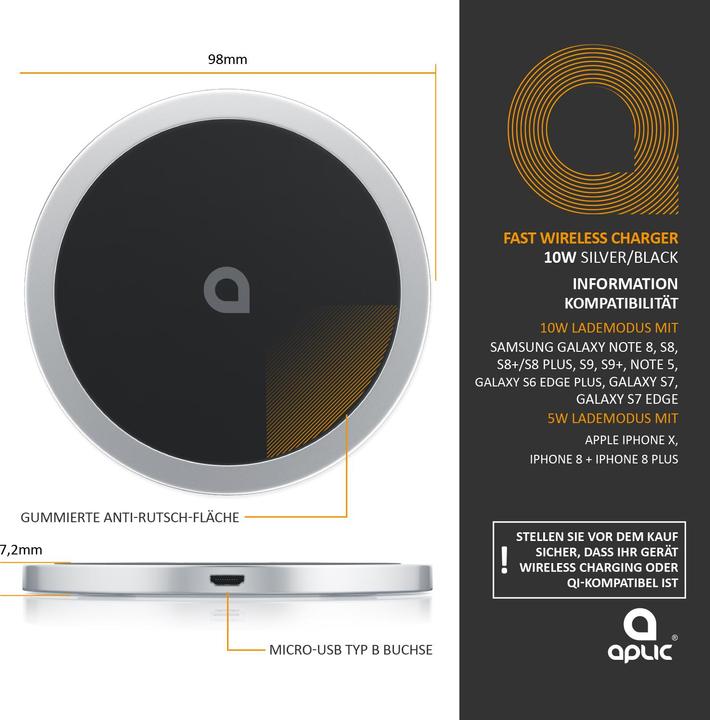Image du produit Aplic Station de recharge rapide par induction Qi 1.1 (10 W)