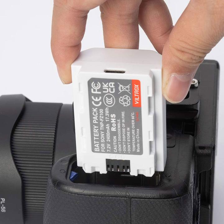 Actual product image Viltrox TNP FZ100 Battery ( NP FZ100 ) TYPE C 2400MAH for Sony Camera (Rechargeable battery)