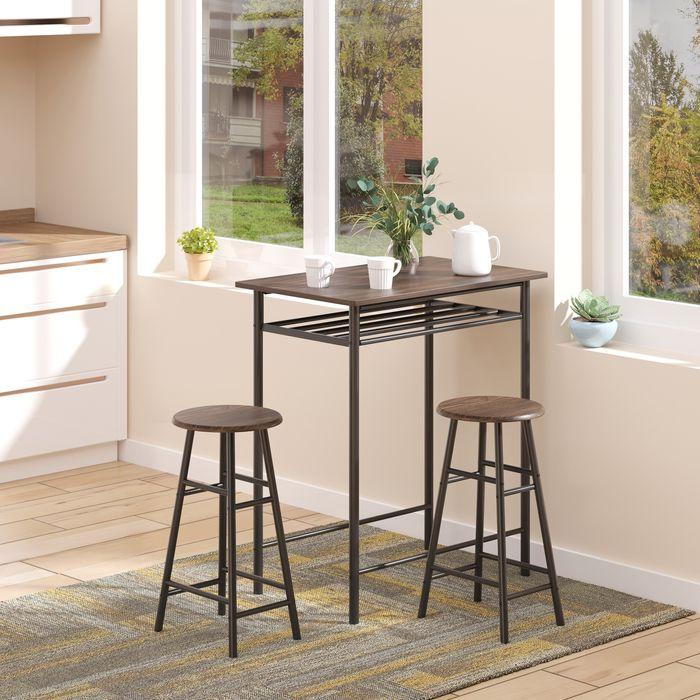 Actual product image Swisshandel24 Bartisch Set 3-teilig Esstisch mit 2 Barhocker Essgruppe Küchentisch und Stühle