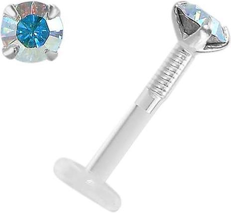 Image du produit Bijouteria Piercing pour lèvre/Tragus (Bioplastique, Argent 925, Cristal Swarovski)
