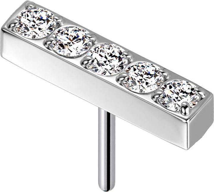 Actual product image Star Piercing Threadless silver bar crystals silver (Surgical steel 316Without brass, without brassTitanium G23)