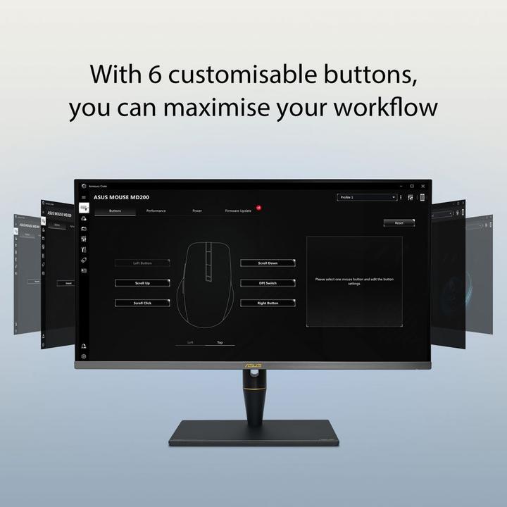 Image du produit ASUS MD200 /BK souris ambidextre RF sans fil + Bluetooth optique 4200 DPI (Sans fil)