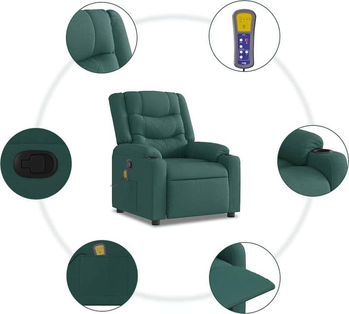 Produktbild VidaXL Massagesessel Dunkelgrün Stoff