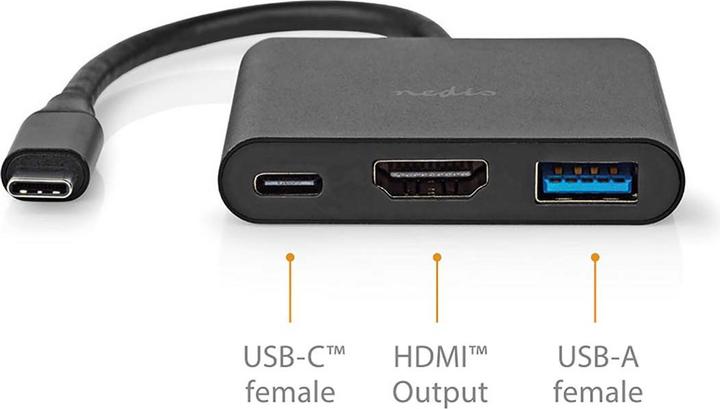 Image du produit Nedis Adaptateur USB multi-ports | USB 3.2 Gen 1 | USB-C™ mâle | Sortie HDMI™ / USB-A femelle / USB-C (USB-C, 1 Ports)