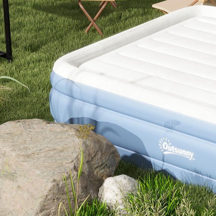 Produktbild Swisshandel24 Campingmatratze für 2 Personen, aufblasbar, eingebaute Pumpe, Tragetasche, 203x152x46cm, Hellblau (152 x 203 cm)