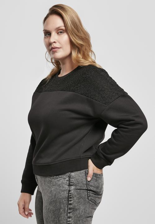 Immagine prodotto Urban Classics Girocollo corto da donna con inserto in pizzo sovradimensionato (L)