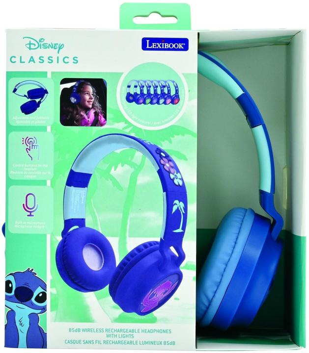 Actual product image Lexibook Stitch Rechargeable headphones with lights (HPBT015D)