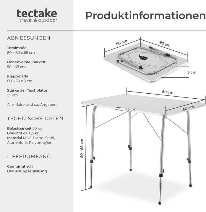 Produktbild tectake Camping Klapptisch