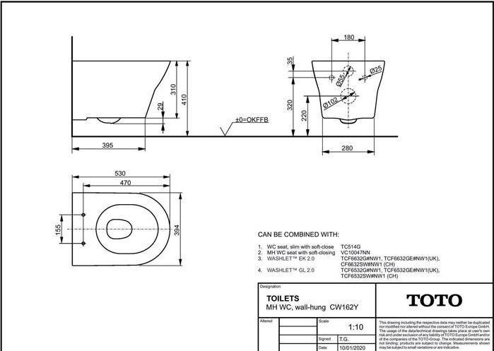Productafbeelding TOTO MH Wandcloset WC t. ra f Wa GL 2.0 u EK 2.0 sinds An. we