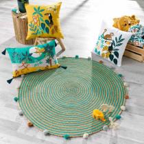 Produktbild Douceur D'intérieur runder Teppich + Pompons, Durchmesser 90 cm, schli (90 x 90 x 0.5 cm)