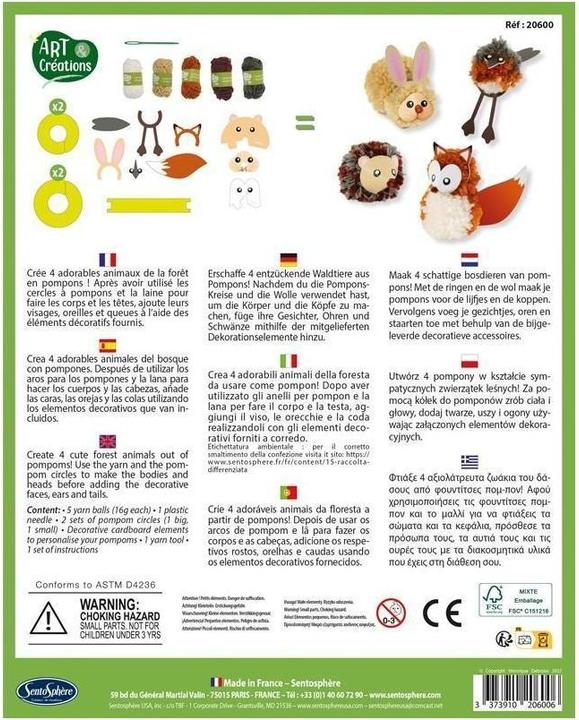Immagine prodotto Sentosphere Set di animali da ricamo con pompon