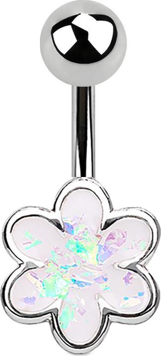 Immagine prodotto Star Piercing Fiore d'argento banana con bianco opale (Ottone, Acciaio chirurgico 316L)