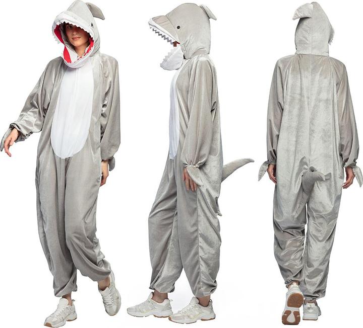Immagine prodotto Boland Costume da squalo in peluche unisex: tuta con cappuccio (M/L)