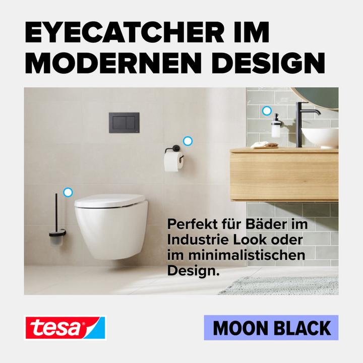 Actual product image tesa MOON BLACK toilet roll holder incl. adhesive solution without drilling