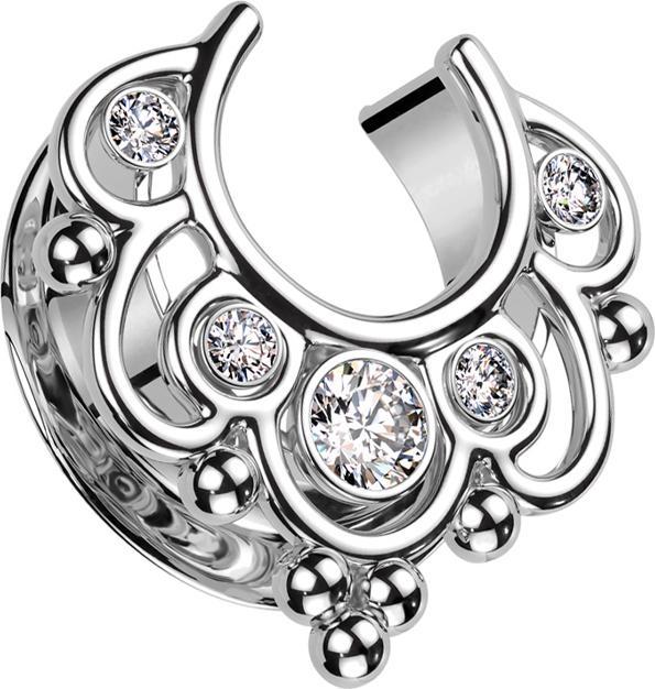 Immagine prodotto Star Piercing Sella fiori d'argento con cristalli d'argento (Acciaio chirurgico 316L)