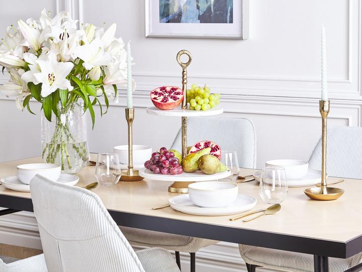 Produktbild Beliani Etagere Marmor weiss / gold 2-stöckig 50 cm TARUM