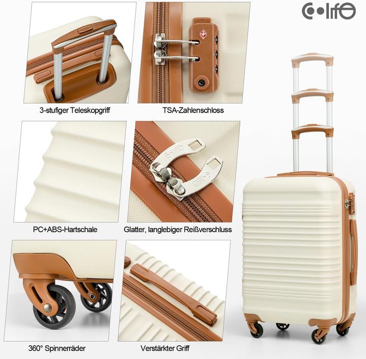 Image du produit Coolife 3-teiliges Handgepäck-Set (38 l, Bagage à main (jusqu'à 50l))