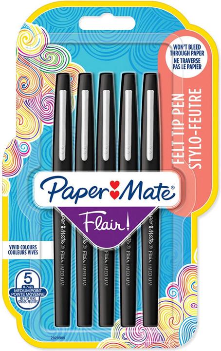 Paper Mate Faserschreiber Flair (Schwarz, 5 x)