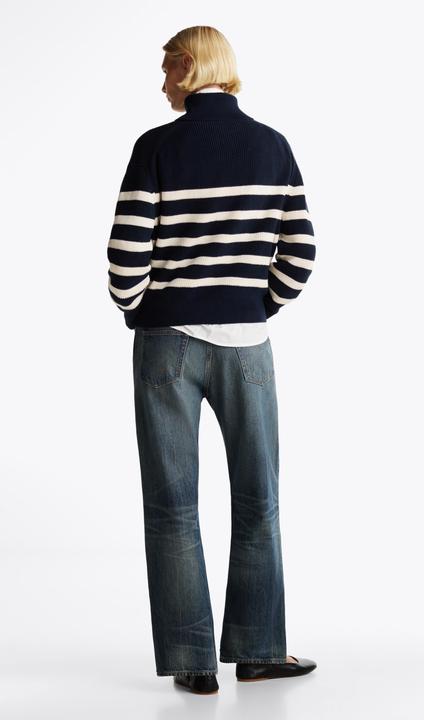 Actual product image Tommy Hilfiger Cardigan Dames Trui Gebreid Katoen - Blauw/Wit - Maat L (L)