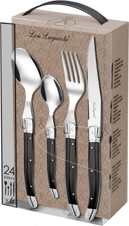 Produktbild Lou laguiole TRADITION Besteckset 24-teilig, anthrazit, hochglanzpoliertanthrazit, für 6 Personen (24 Stück, Besteck Set)