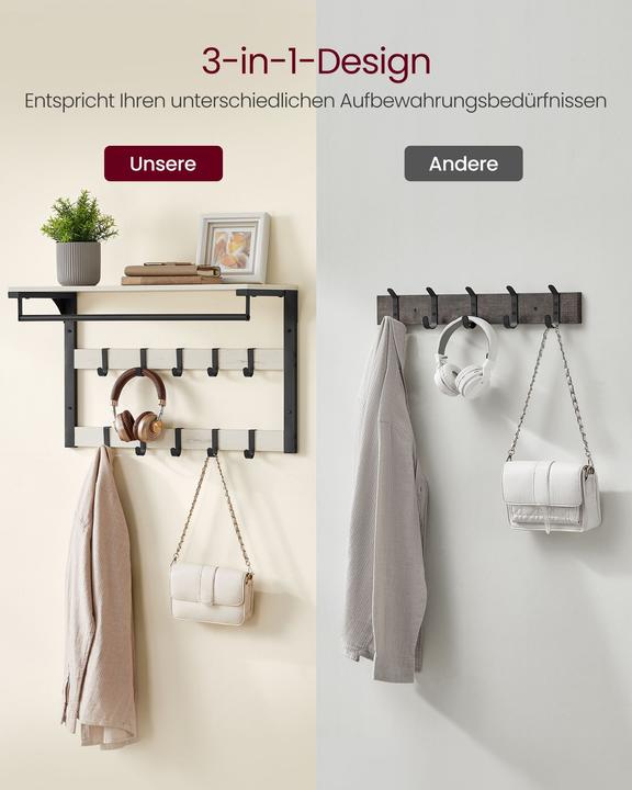 Produktbild Vasagle Wandgarderobe 10 Haken 65 cm x 42 cm