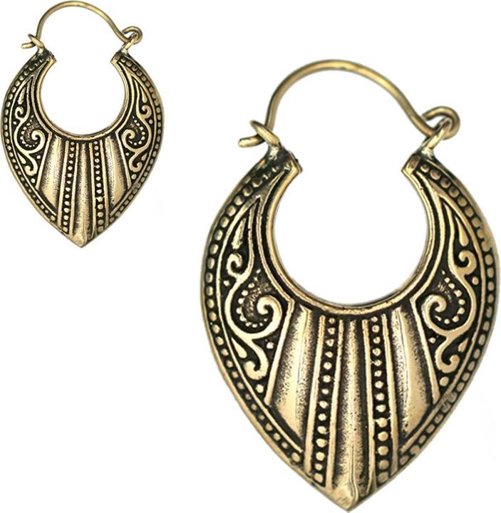 Produktbild Star Piercing Ohrring vergoldet Mandala Tropfen gepunktet (Messing)