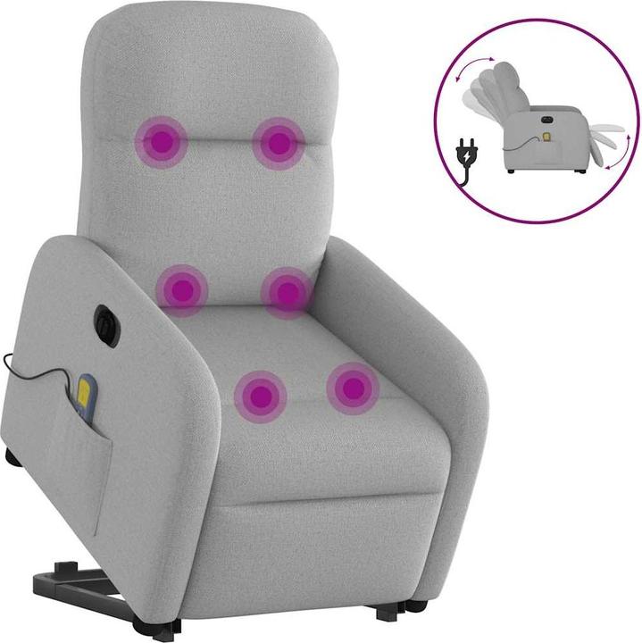 Produktbild VidaXL Massagesessel mit Aufstehhilfe Elektrisch Wolkengrau Stoff