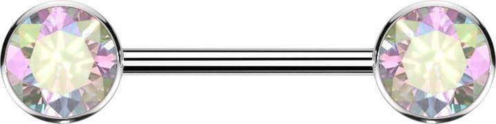 Produktbild Star Piercing Threadless Barbell silber Scheibe front mit Kristall multicolor (ohne Messing, Titan G23)