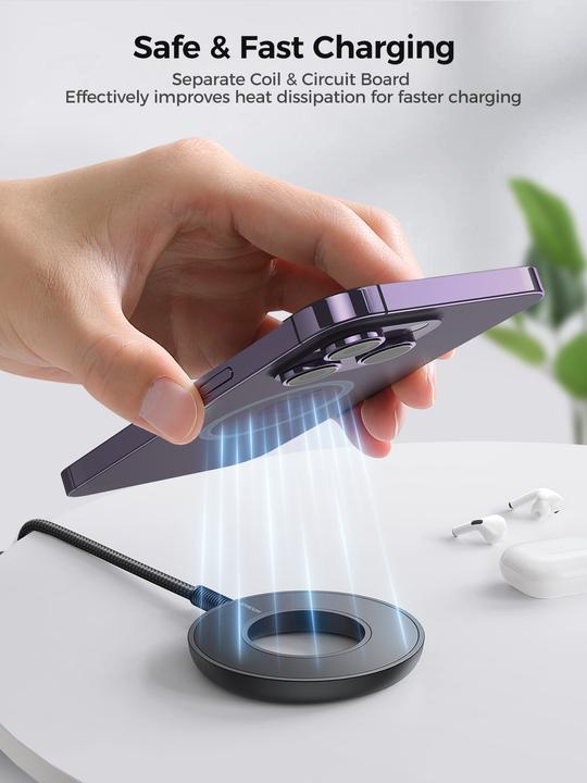 Actual product image Joyroom wireless magnetic charger 15W black (JR-WQM03) (15 W)