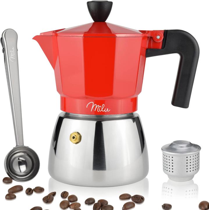 Milu Espressokocher Induktion geeignet Rot 3 Tassen 150ml (3 T.)