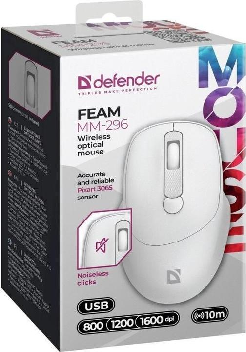 Produktbild Defender FEAM MM-296 RF 1600 DPI kabellose Silent-Click-Maus (Kabellos)