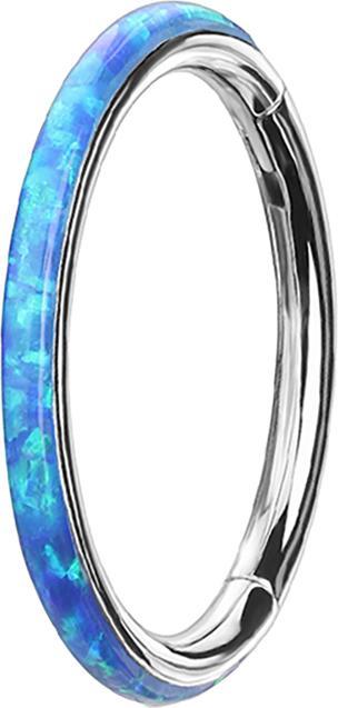 Produktbild Star Piercing Segmentring klappbar silber seitlich Opal streifen blau (Chirurgenstahl 316L, ohne Messing)