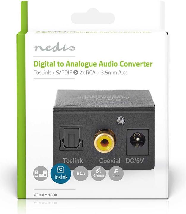 Produktbild Nedis Digital Audio Converter 1-Way Connection Input: 1x Digital RCA / 1x TosLink Connection Output: (0.05 m)