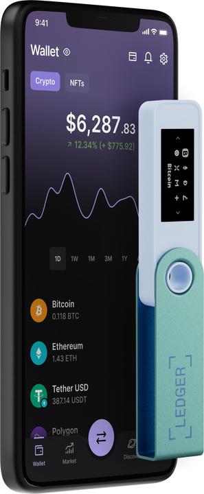 Immagine prodotto Ledger Nano S Plus - Verde pastello (Ripple, Bitcoin, Litecoin, Cardano, TRON, Bitcoin Cash, Ethereum Classic, Ether, Stellar, Monero, Dogecoin)