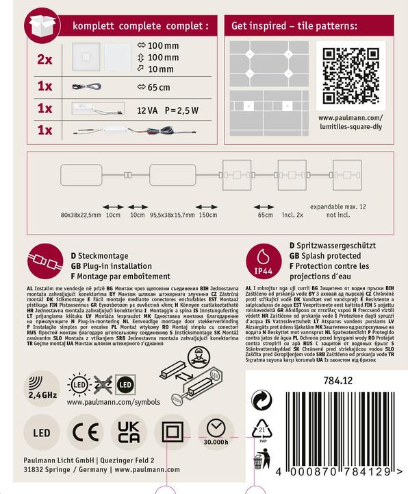 Produktbild Paulmann LumiTiles Square Basisset (RGBW, 1 cm, Indoor)