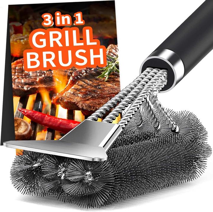 Produktbild Mara Vital Grillbürste mit extra langen Edelstahlborsten, Edelstahlspatel und wärmeisoliertem PP-Griff (35 cm)