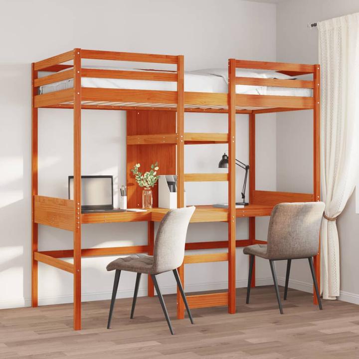 Produktbild VidaXL Hochbett mit Schreibtisch & Ablagen (90 x 200 cm)