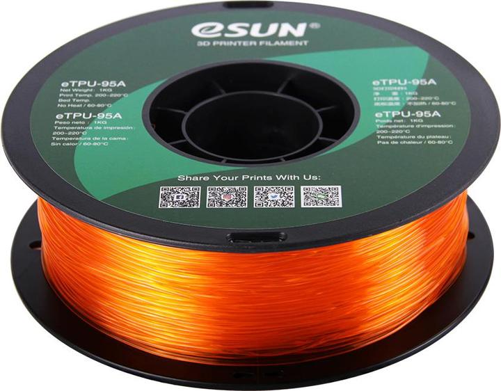 Actual product image eSUN eTPU-95A 1.75mm Tr. Orange 1kg 3D Filament (TPU, 1.75 mm, 1000 g, Orange)